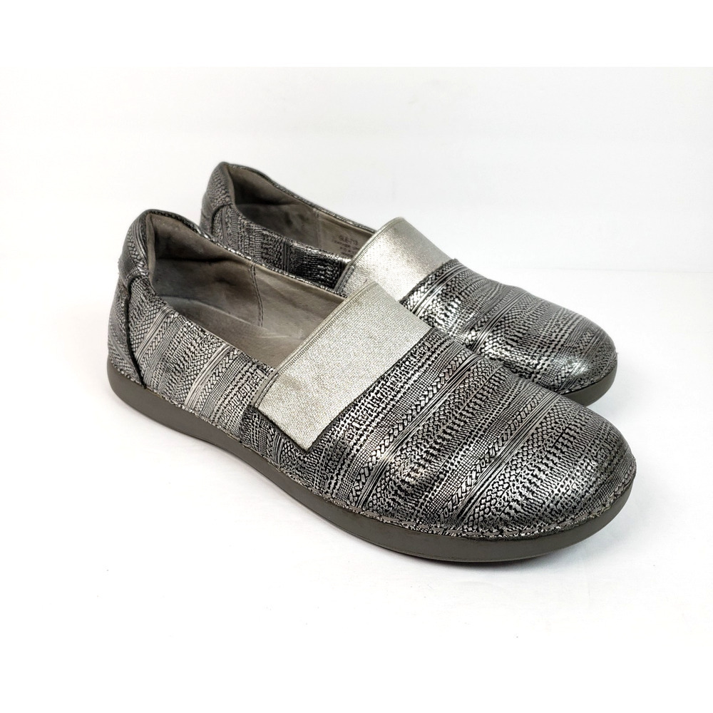 Alegria By PG Lite Womens Size EU 40 US 9.5-10 Silver Slip On Comfort Clog Shoes